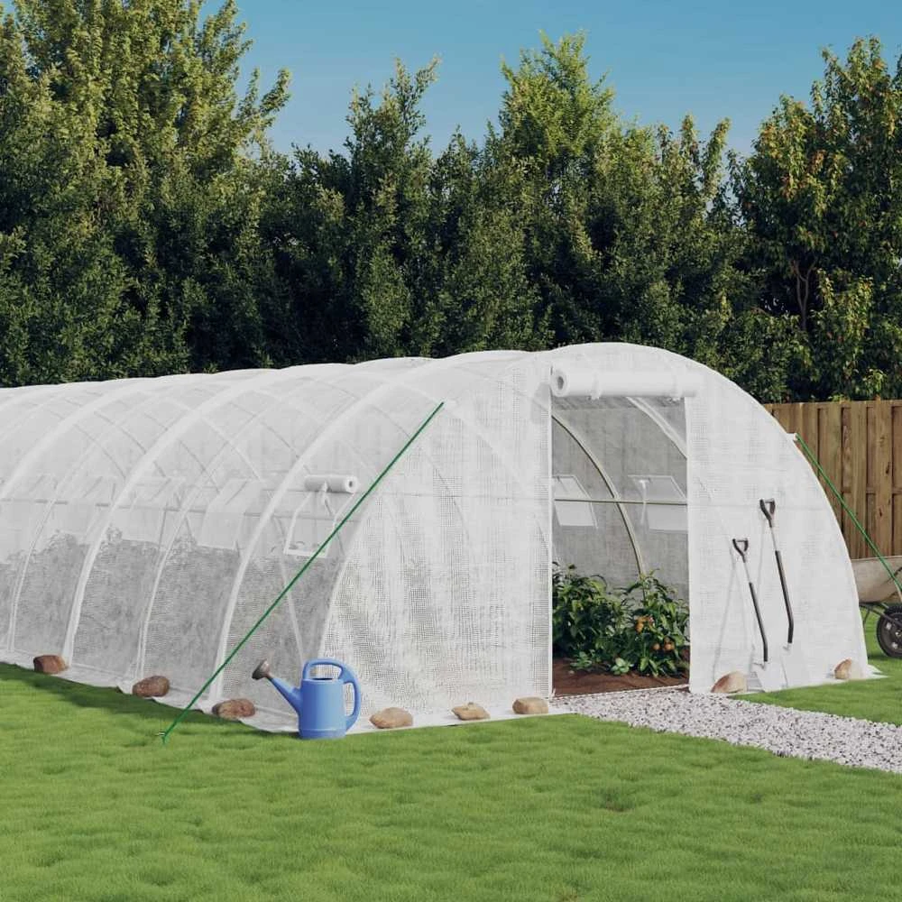 Šiltnamis su plieno rėmu, baltos spalvos, 10x4x2m, 40m²