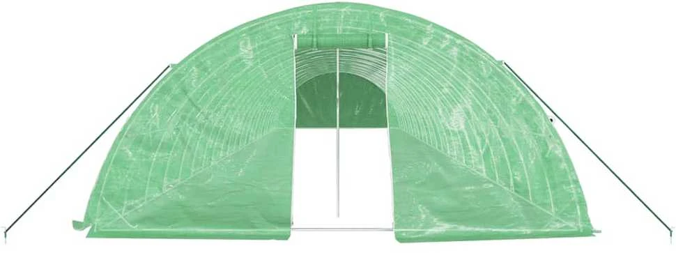 Šiltnamis su plieno rėmu, žalios spalvos, 22x5x2,3m, 110m²