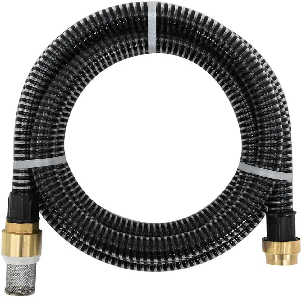 Siurbimo žarna su žalvarinėmis jungtimis, juoda, 1,1", 15m, PVC