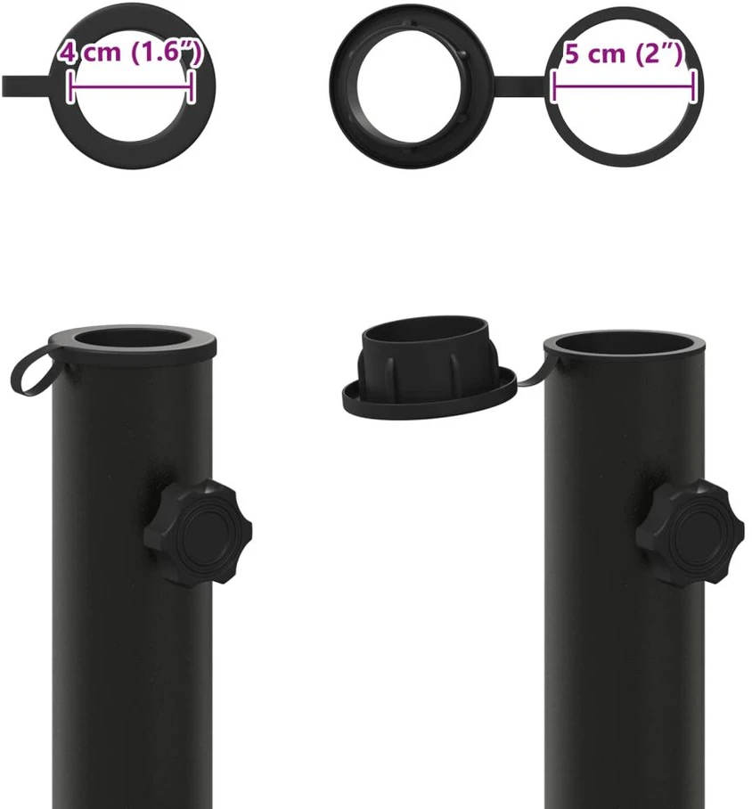 Parasolės stovo vamzdis 0.6kg Juoda Geležis for 40-50 mm Pole