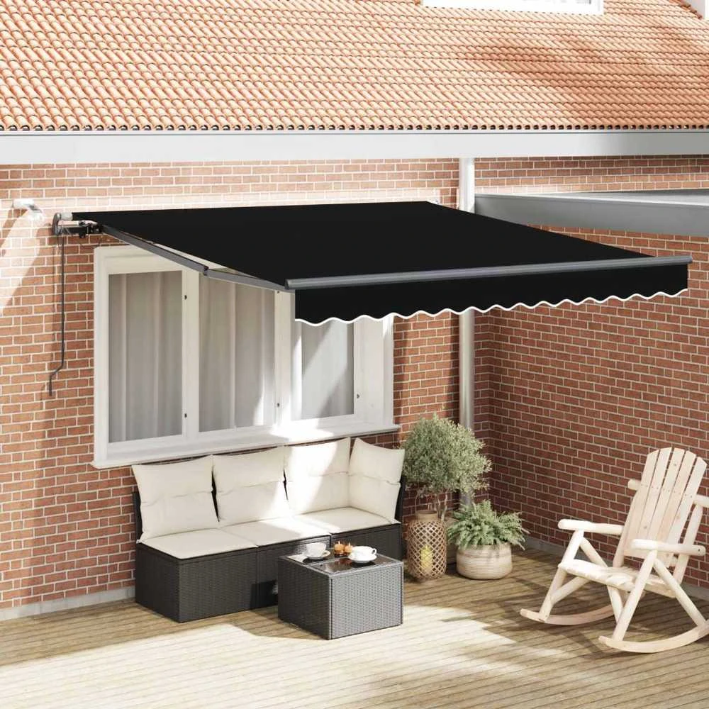 Ištraukiama markizė Juoda 350 x 250 cm Poliesteris