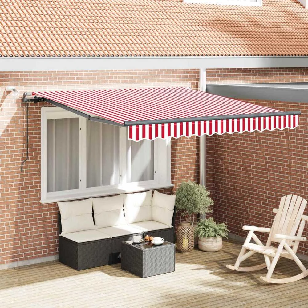 Ištraukiama markizė Raudona ir balta 350 x 250 cm Poliesteris