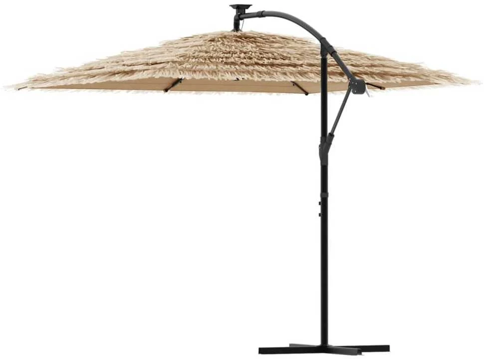 Skėtis nuo saulės su LED/plieniniu stulpu, rudas, 269x269x235cm