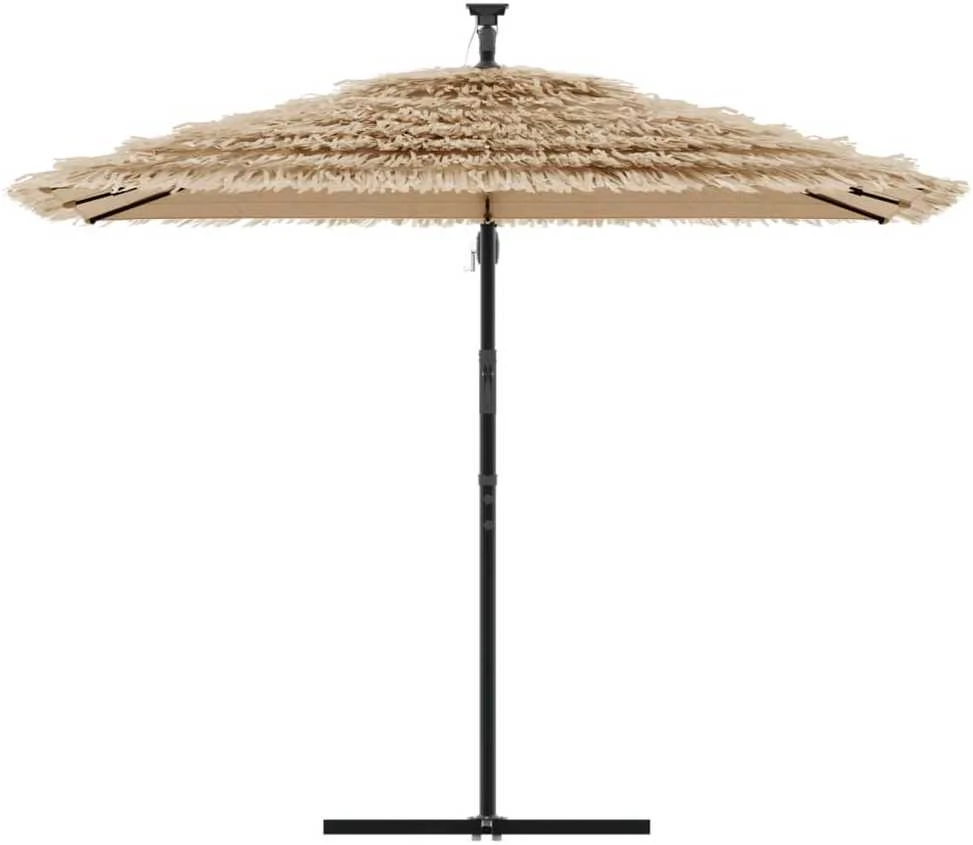 Skėtis nuo saulės su LED/plieniniu stulpu, rudas, 269x269x235cm