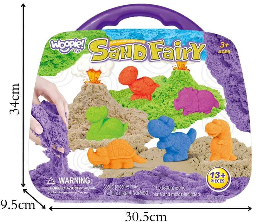 Woopie SMĖLIO FĖJA Kinetinio smėlio rinkinys Dinozaurai 13 vnt.