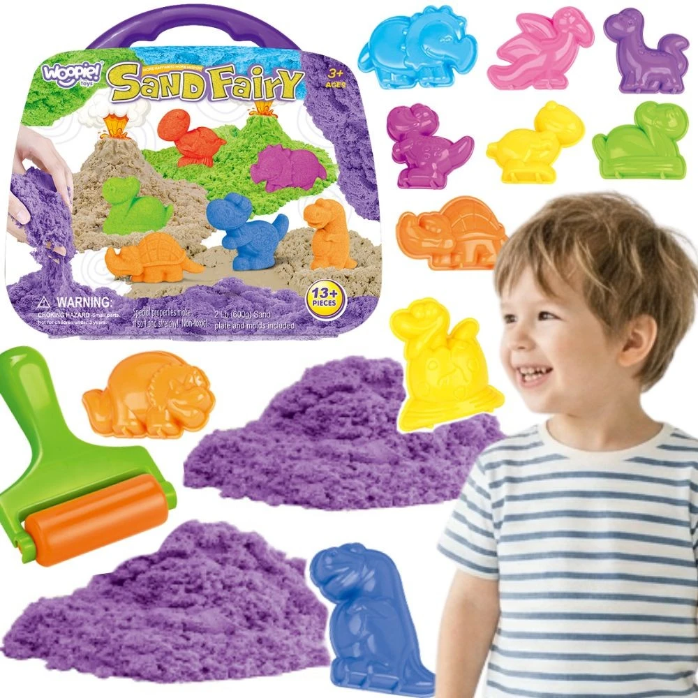 Woopie SMĖLIO FĖJA Kinetinio smėlio rinkinys Dinozaurai 13 vnt.