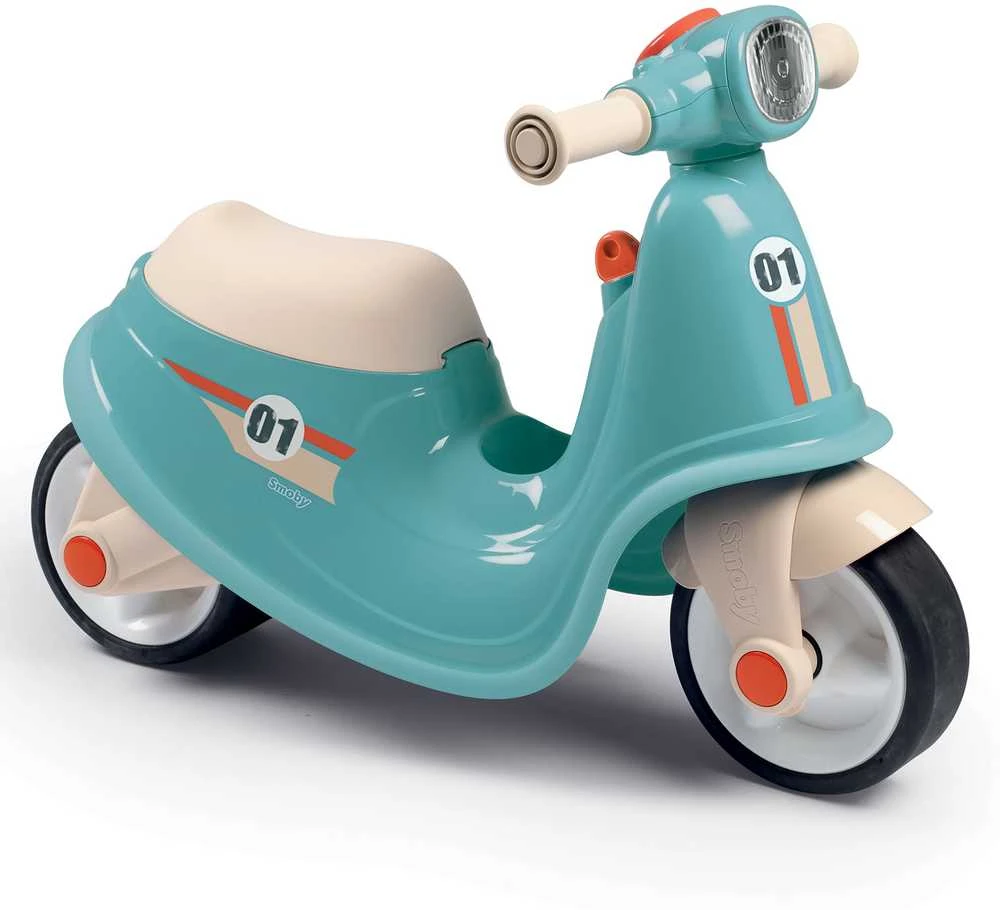 Smoby mėlynas retro paspirtukas–važinėtukas vaikams