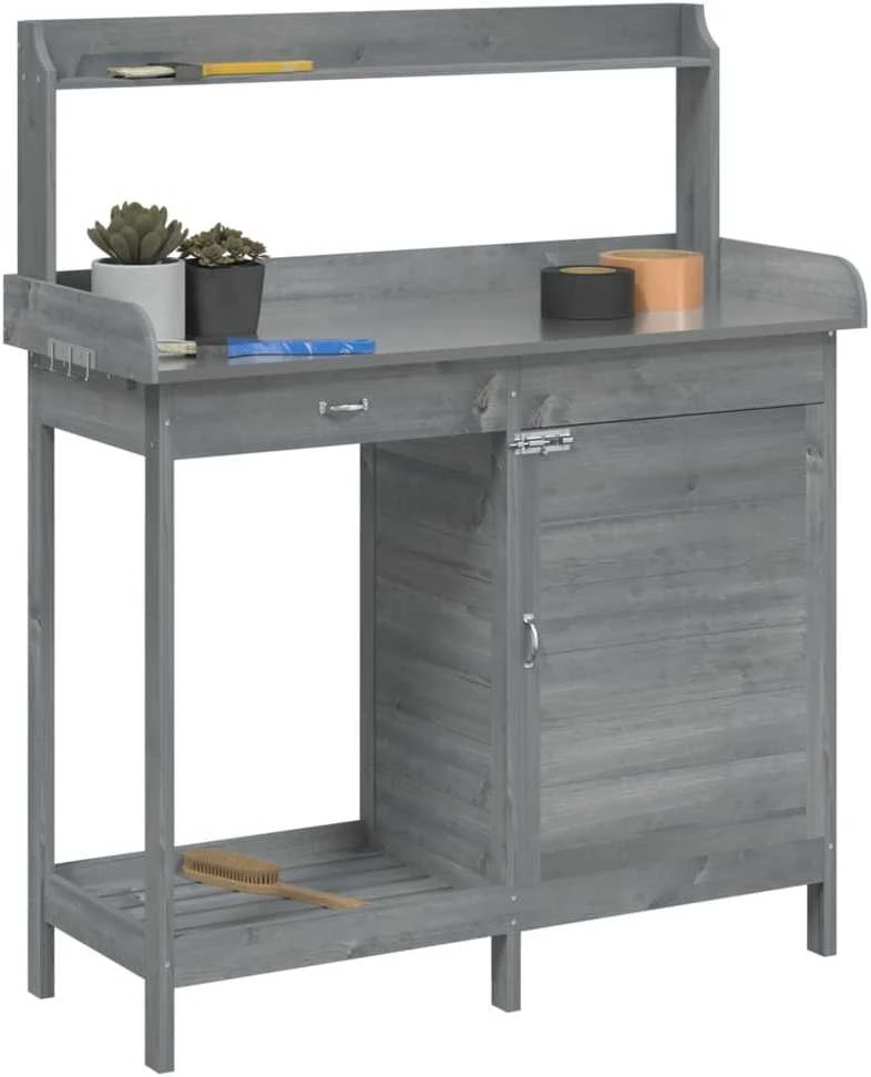 Sodinimo stalas su spintele, pilkas, 110,5x45x124,5cm, eglė