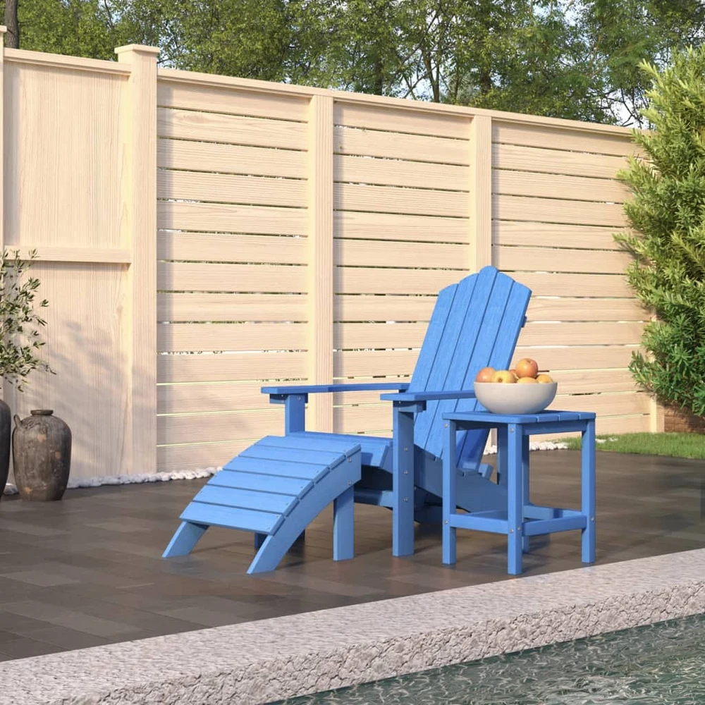 Sodo Adirondack kėdė su pakoja ir staliuku, mėlyna, HDPE