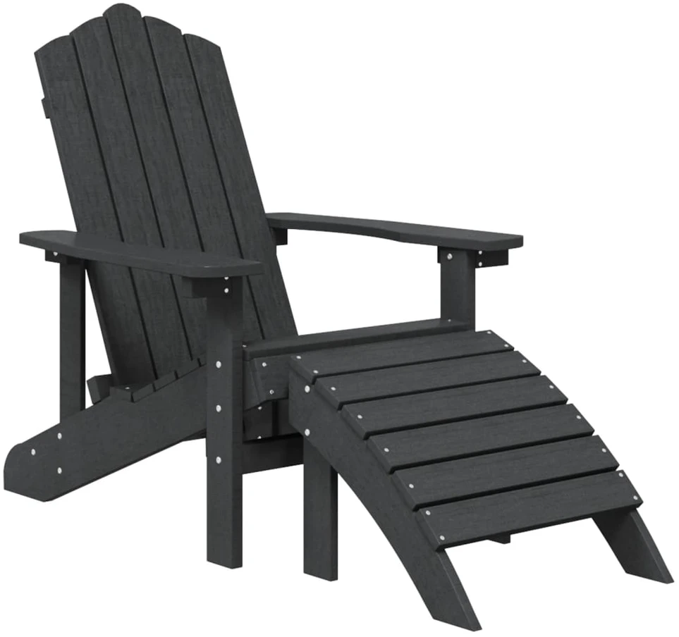 Sodo Adirondack kėdės su pakojomis, 2vnt., antracito, HDPE