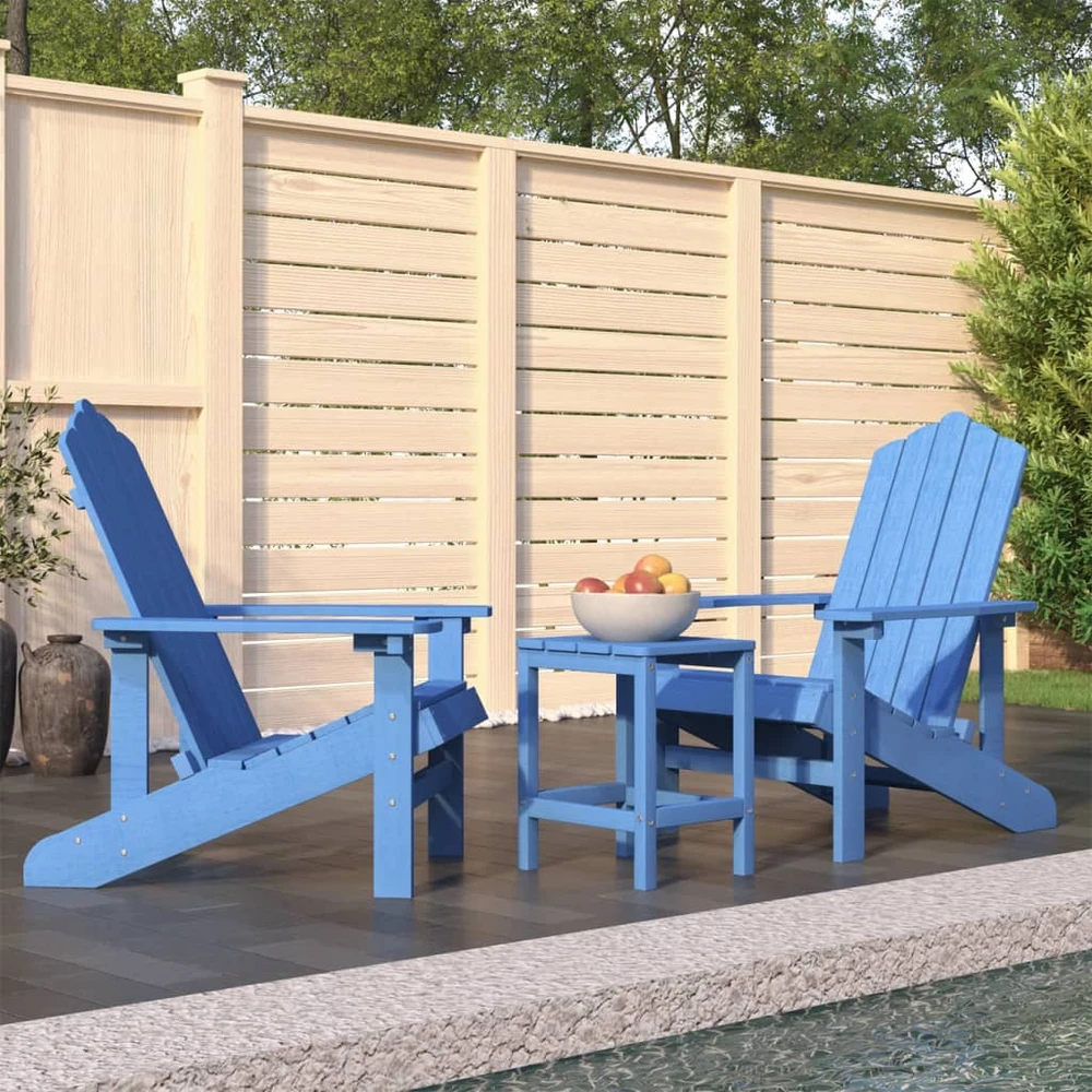 Sodo Adirondack kėdės su staliuku, mėlynos spalvos, HDPE
