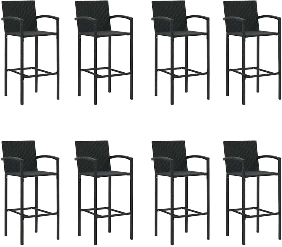 Lauko baldų komplektas Sodo baro baldų komplektas, 9 dalių, juodas (246665+2x313455)