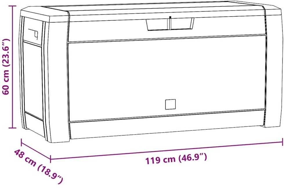 Sodo daiktadėžė, antracito spalvos, 119x48x60cm, polipropilenas