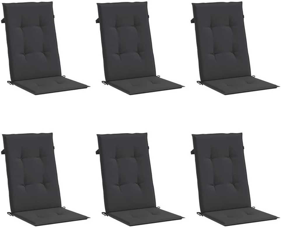 Sodo kėdės pagalvėlės, 6vnt., juodos, 120x50x3cm, audinys