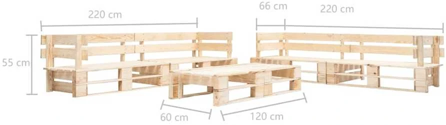 Lauko baldų komplektas Sodo komplektas iš palečių, 6 dalių, natūralus, mediena