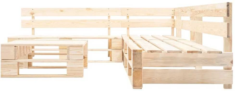 Lauko baldų komplektas Sodo komplektas iš palečių su pagalvėmis, 4 dalių, mediena