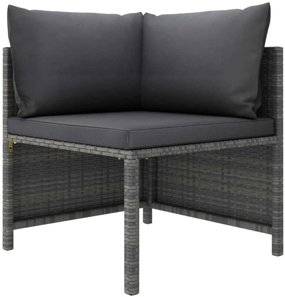 Lauko baldų komplektas Sodo komplektas su pagalvėlėmis, 9 dalių, pilkas, poliratanas