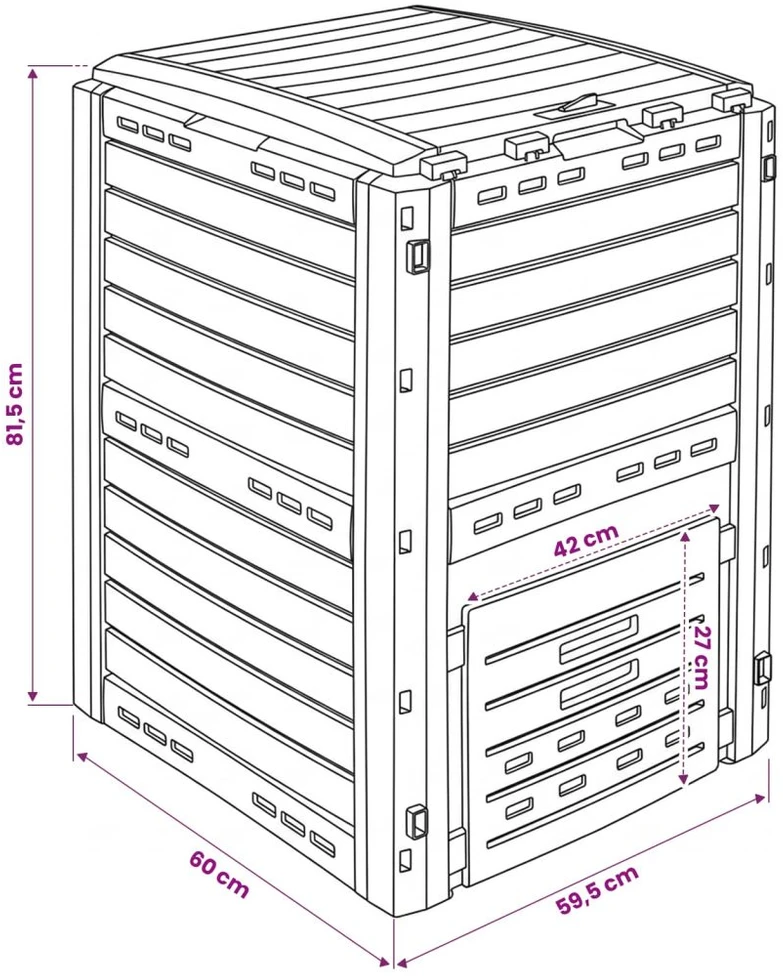 Sodo kompostinė Juoda 59,5 x 60 x 81,5 cm 280 l 100% PP