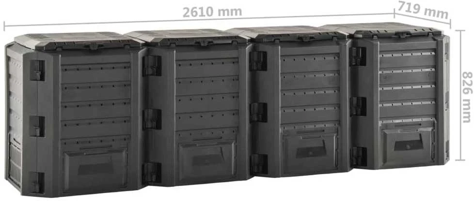 Sodo komposto dėžė, juodos spalvos, 1600l