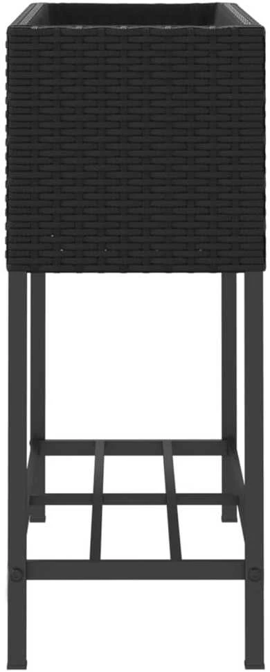 Sodo loveliai su lentyna, 2vnt., juodi, 70x28x70cm, poliratanas