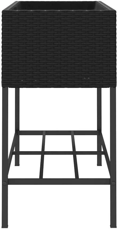Sodo loveliai su lentyna, 2vnt., juodi, 90x40x75cm, poliratanas