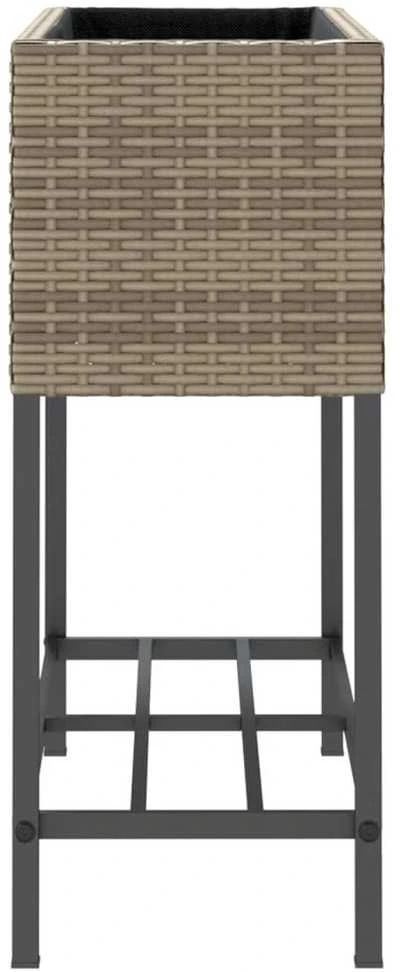 Sodo loveliai su lentyna, 2vnt., pilki, 70x28x70cm, poliratanas