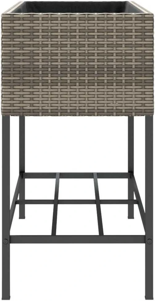 Sodo loveliai su lentyna, 2vnt., pilki, 90x40x75cm, poliratanas