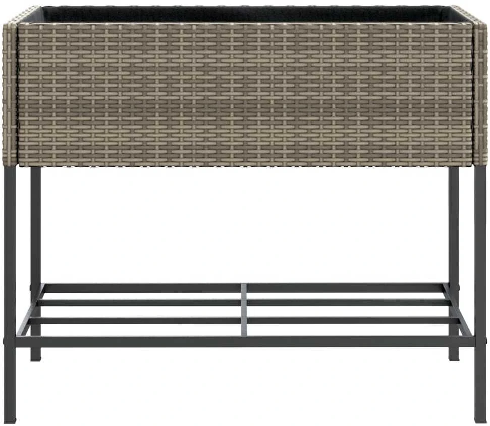 Sodo loveliai su lentyna, 2vnt., pilki, 90x40x75cm, poliratanas