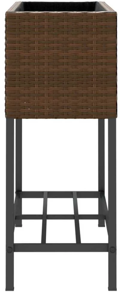 Sodo loveliai su lentyna, 2vnt., rudi, 70x28x70cm, poliratanas