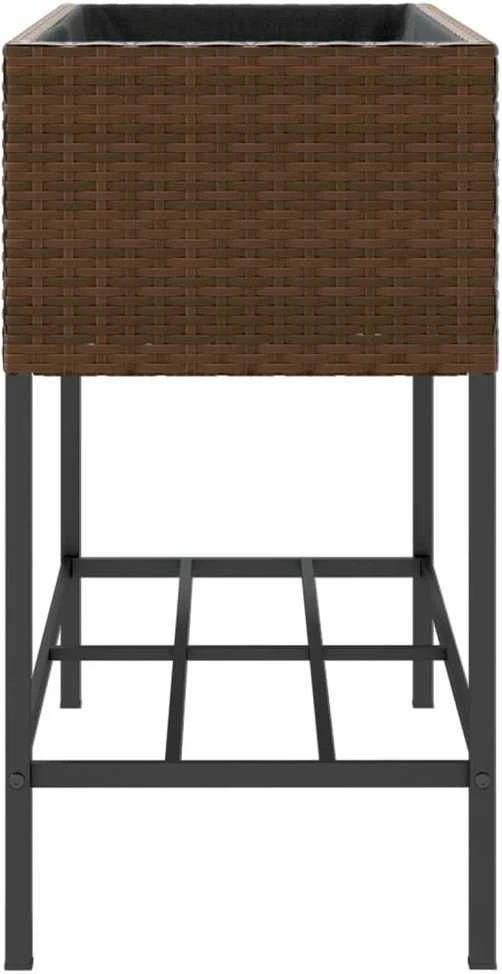 Sodo loveliai su lentyna, 2vnt., rudi, 90x40x75cm, poliratanas