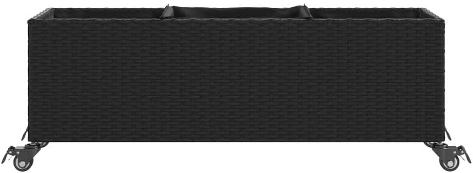 Sodo loveliai su ratukais, 2vnt., juodi, 107x32x38cm, ratanas