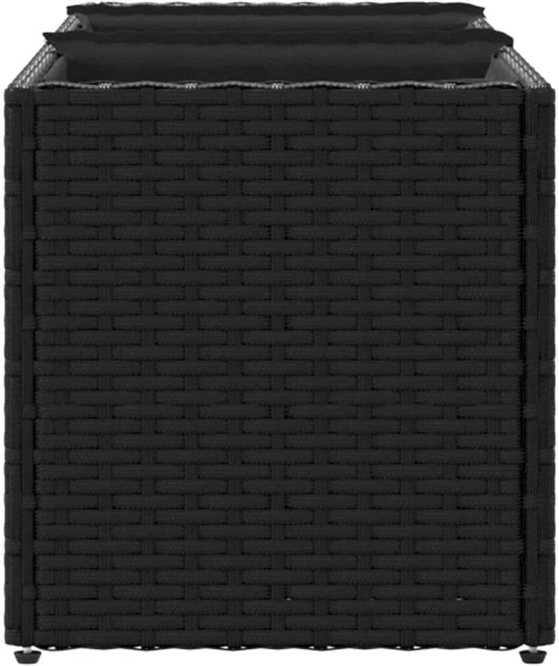Sodo loveliai su vazonais, 2vnt., juodi, 105x30x32cm, ratanas