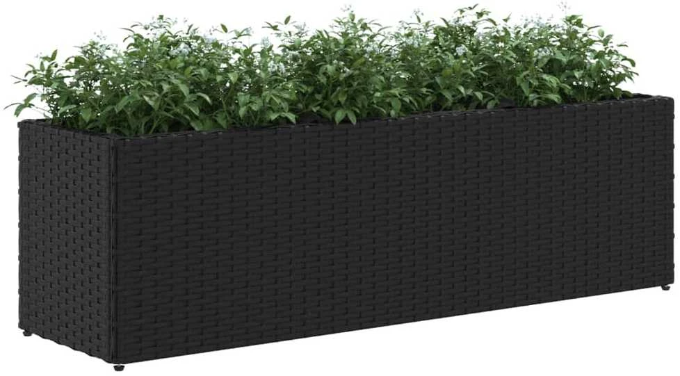 Sodo loveliai su vazonais, 2vnt., juodi, 105x30x32cm, ratanas