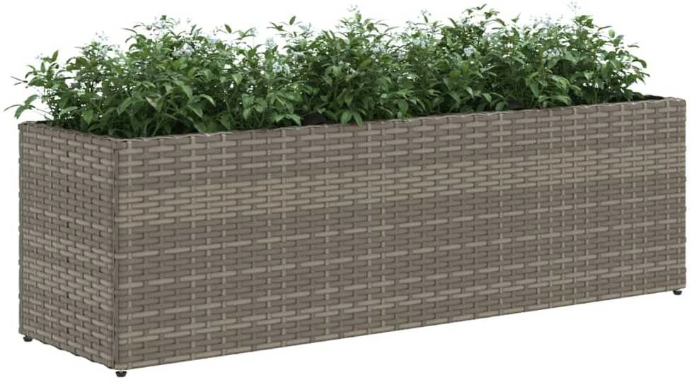 Sodo loveliai su vazonais, 2vnt., pilki, 105x30x32cm, ratanas