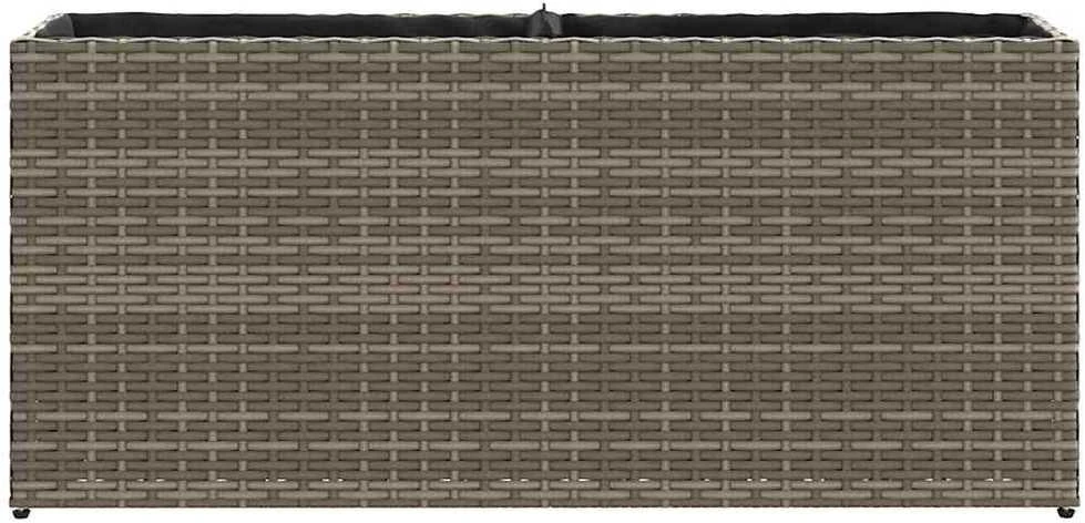 Sodo loveliai su vazonais, 2vnt., pilki, 90x20x40cm, PE ratanas