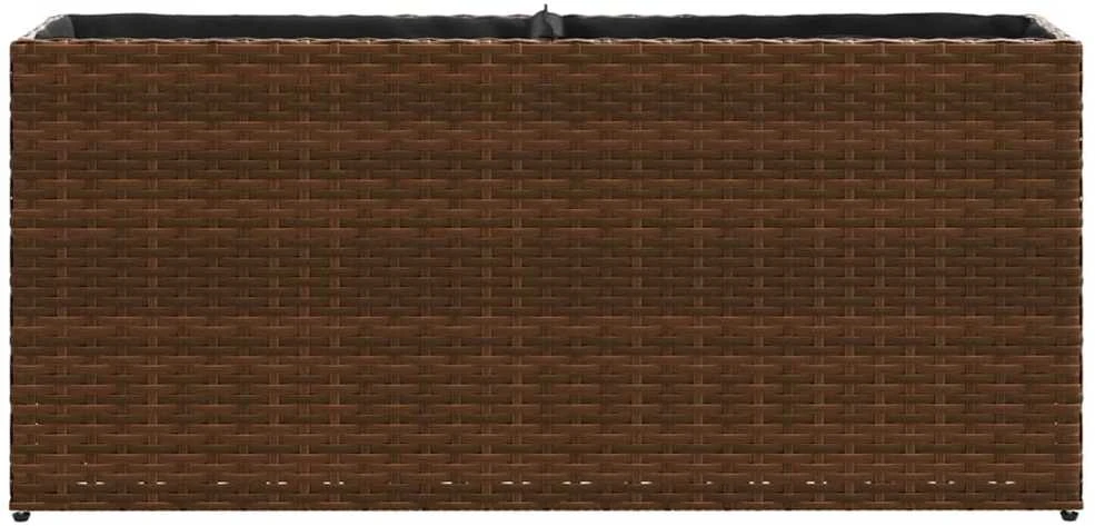 Sodo loveliai su vazonais, 2vnt., rudi, 90x20x40cm, poliratanas