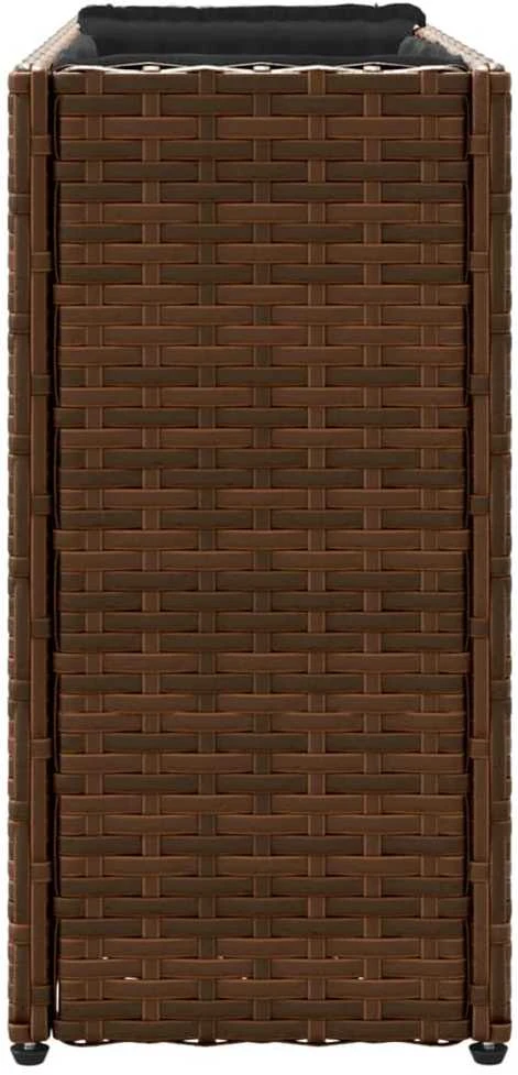 Sodo loveliai su vazonais, 2vnt., rudi, 90x20x40cm, poliratanas