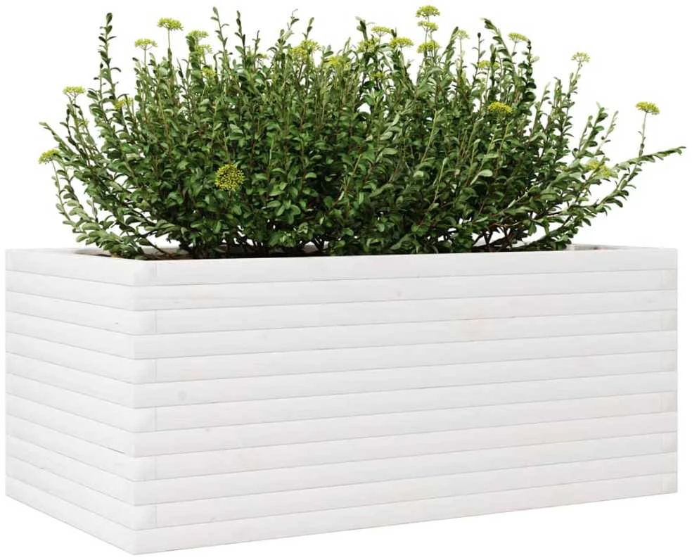 Sodo lovelis, baltas, 110x60x46cm, pušies medienos masyvas