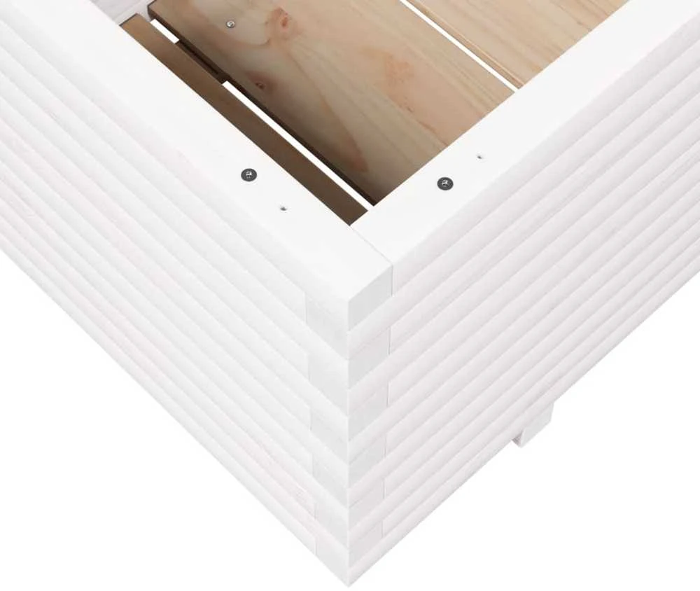 Sodo lovelis, baltas, 110x60x49,5cm, pušies medienos masyvas