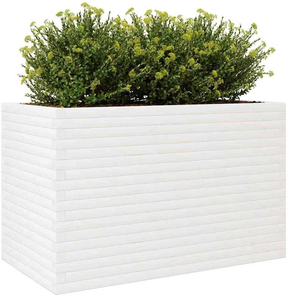 Sodo lovelis, baltas, 110x60x68,5cm, pušies medienos masyvas