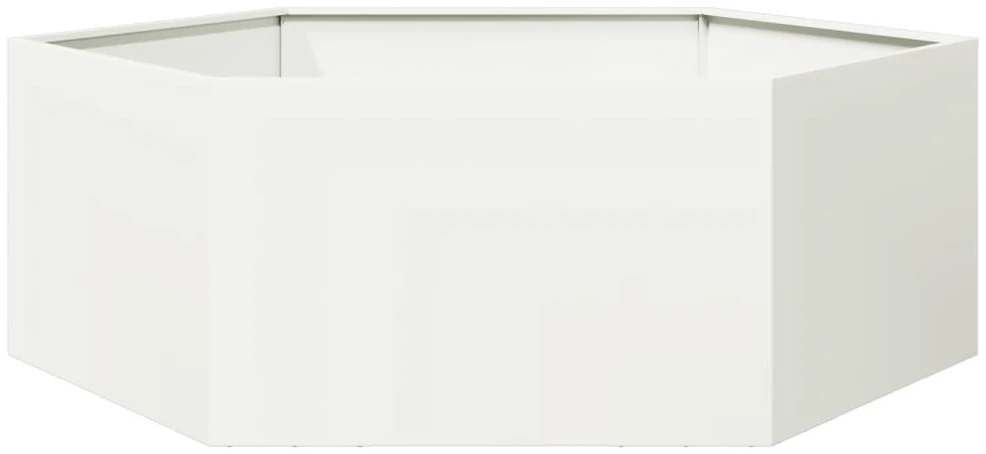 Sodo lovelis, baltas, 138x120x45cm, plienas, šešiakampis