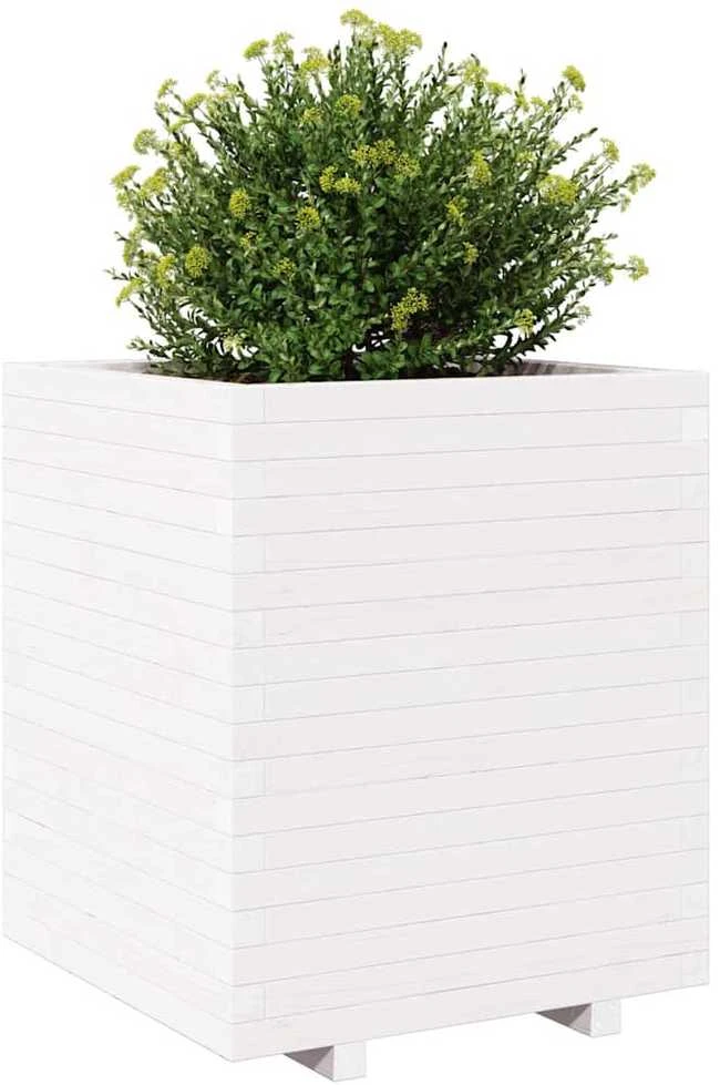 Sodo lovelis, baltas, 60x60x72,5cm, pušies medienos masyvas