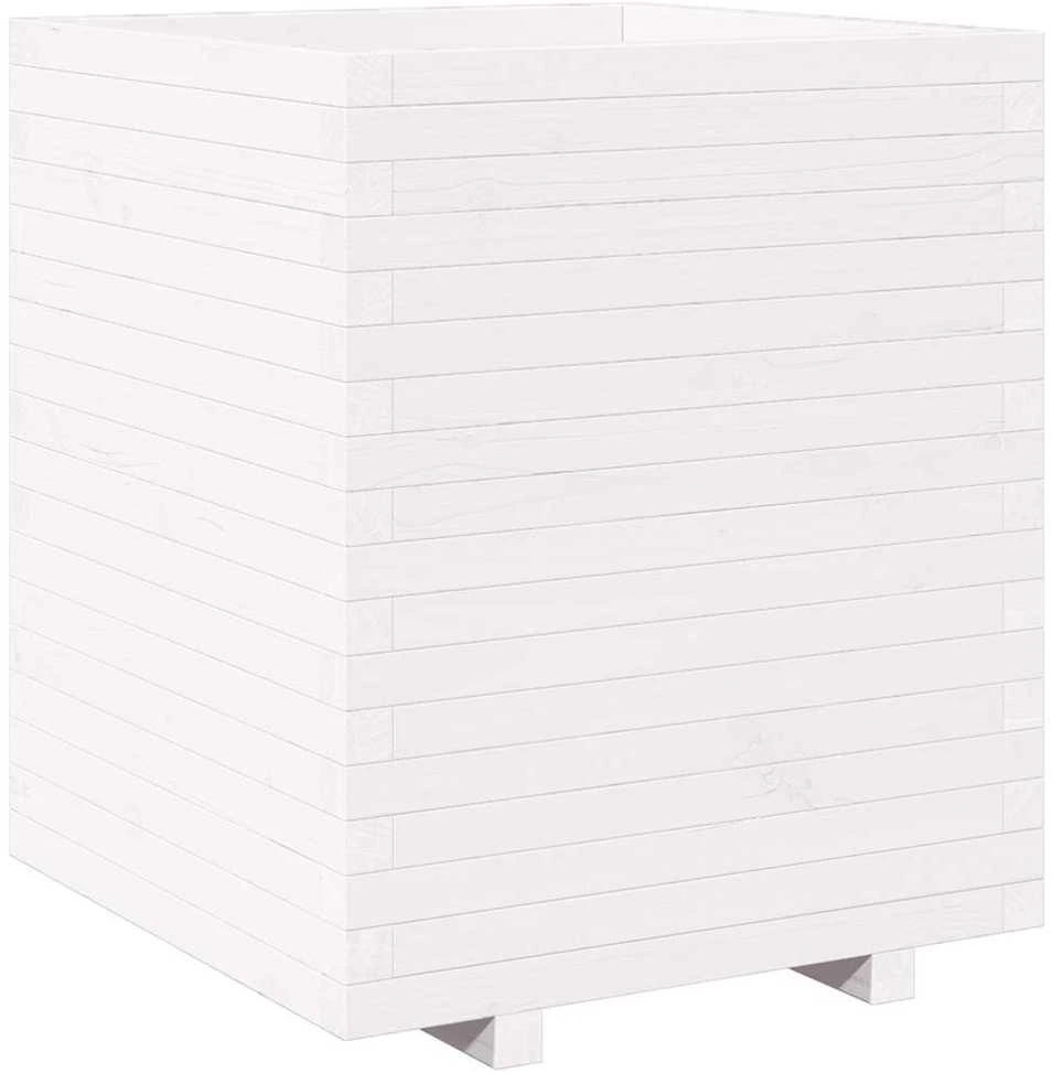 Sodo lovelis, baltas, 60x60x72,5cm, pušies medienos masyvas