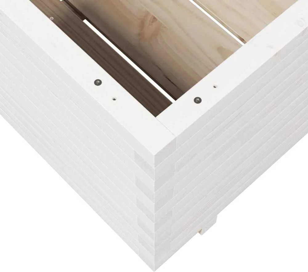 Sodo lovelis, baltas, 70x70x49,5cm, pušies medienos masyvas