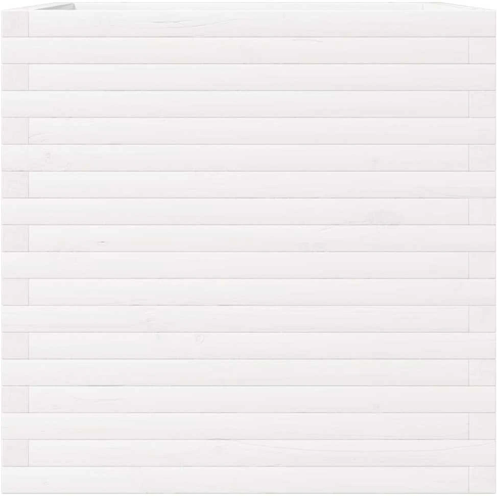 Sodo lovelis, baltas, 70x70x68,5cm, pušies medienos masyvas