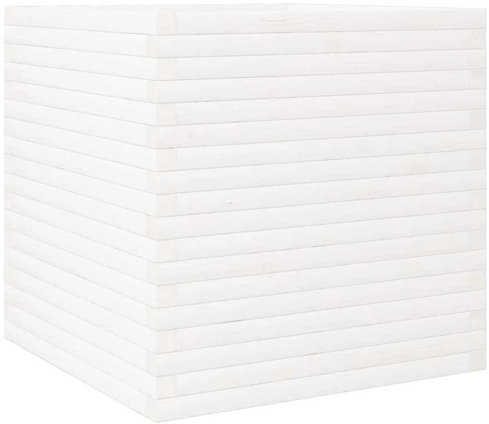 Sodo lovelis, baltas, 70x70x68,5cm, pušies medienos masyvas