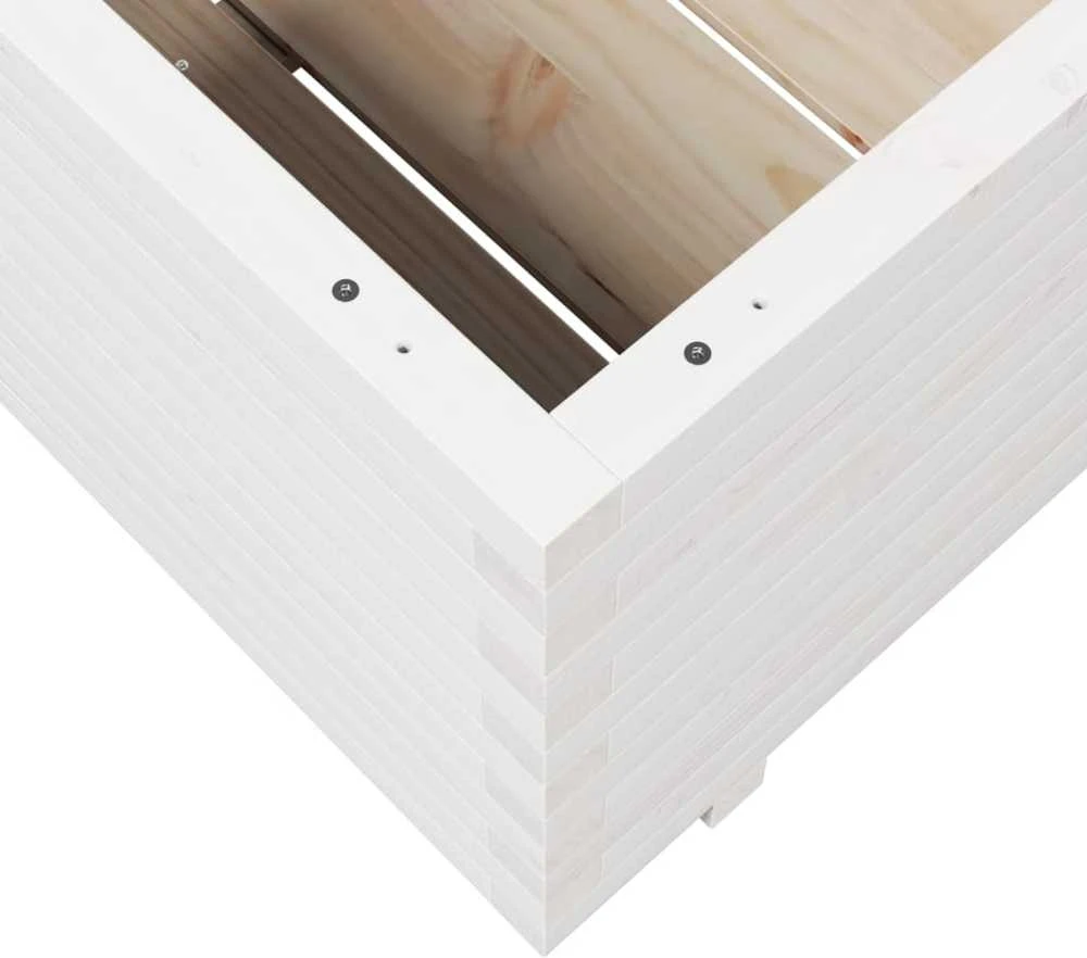 Sodo lovelis, baltas, 80x80x49,5cm, pušies medienos masyvas
