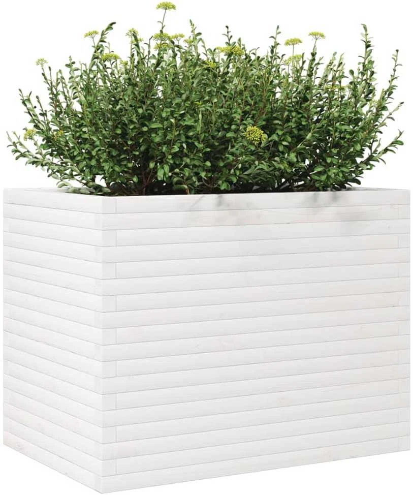 Sodo lovelis, baltas, 90x60x68,5cm, pušies medienos masyvas