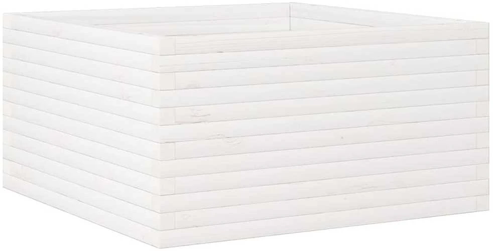 Sodo lovelis, baltas, 90x90x46cm, pušies medienos masyvas