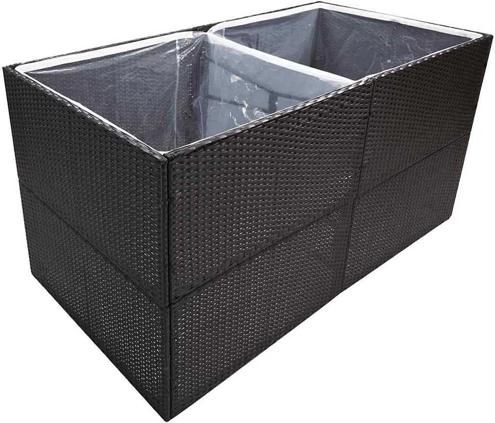 Sodo lovelis, juodos spalvos, 157x80x80cm, poliratanas